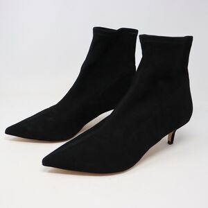 $350 Coach Restored Jade Bootie SUEDE BLACK POINTY GOLD "C" HEEL SOCK 11